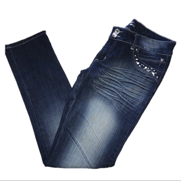 Bebe Premium Skinny Cut Crystal Jeans 15 - Picture 2 of 8